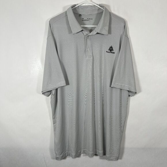 Tullymore Under Armour Golf Polo Shirt Mens Size 2XL XXL White Black Striped EUC - Picture 1 of 10